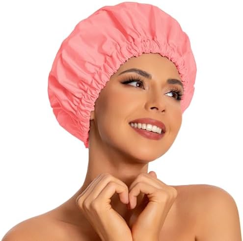 Edoneery Shower Caps for Women Reusable Waterproof, Shower Hair Cap by Edoneery