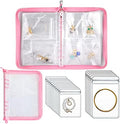 Travel Jewelry Organizer Transparent Jewelry Storage Book Set Pink by Uprony