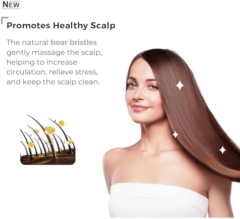 EAGLE FORTRESS Boar Bristle Paddle Hair Brush, Hairbrush Detangler with Thicker Nylon Pins for Effortless Detangling, Scalp Massage & Reduced Breakage. - Image 4