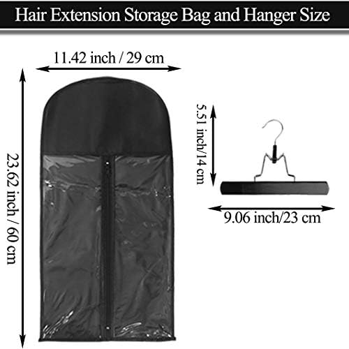 2 Pack Hair Extension Storage Bag Hair Extension Hanger Strong Holder Dust-proof Portable Suit with Transparent Zip Up Closure- Lightweight, Waterproof and Portable (Black) - Image 5