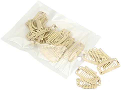 20pcs 9-Teeth Stainless Snap Hair Clips, Hair Extension Clips, Wig Accessories Clip, Diy Clips for Hairpieces Wigs (Beige) - Image 2