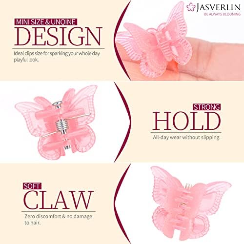 JASVERLIN Butterfly Clips for Hair, Mini Jelly Hair Claw Clips 50 Pcs - Image 4