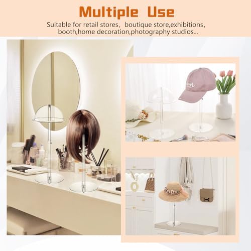 Adjustable Acrylic Hat Display Stand, 8"-16" Clear Domed Baseball Cap Rack - Image 5