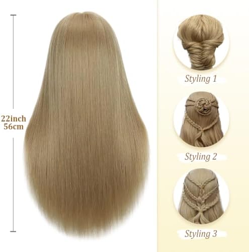 Opini 28" Mannequin Head Human Hair 80% with Tripod Stand for Hairdressier - Image 7