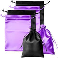 4-Pack Satin Wig Bags with Drawstrings, Purple & Black Storage Pouches Silk Hair Storage Bags for Multiple Wigs, Hair Extensions, Weave Bundles, and Braids, Gift & Travel Bag Storage Sacks by Unknown