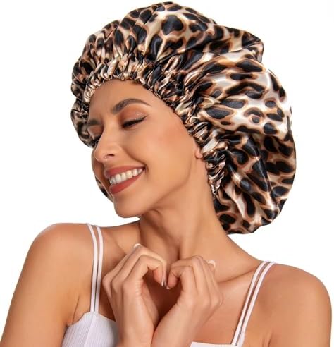 Edoneery Satin Bonnet for Sleeping Women, Double Layer Curly Hair Cap by Edoneery