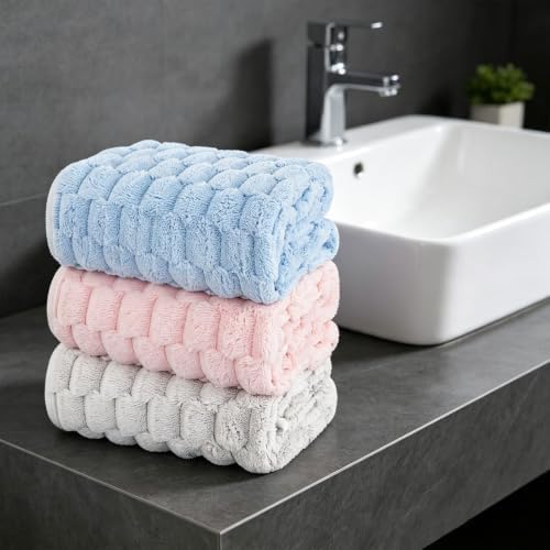 Cloud Velvet Hand Towels 3-Pack 14"x29.6" - Ultra Soft Microfiber Washcloths Set for Bathroom, Quick Dry Face & Hair Towels for Gym Spa - Image 2