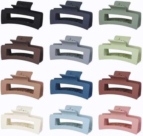 Sisiaipu Hair Accessories - 12 Pcs 3.5 Inch Square Rectangle Jaw Clips for Women and Girls, Multicolor, Thick and Thin Hair - Image 7