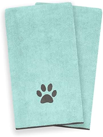 Ritz Embroidered Microfiber Pet Towel, Large, Paw Spa Blue, 2 Towel Set - Image 2