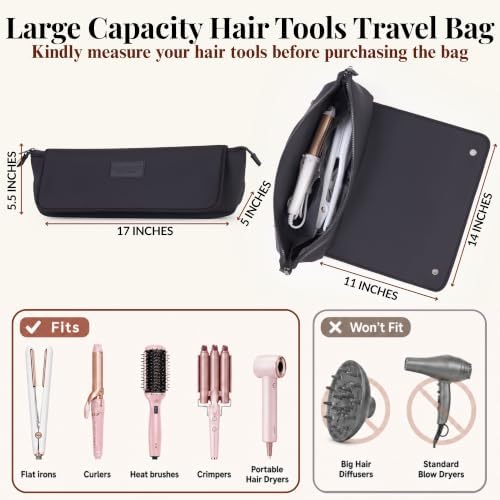 BAREFOOT CARIBOU Hair Tools Travel Bag and Heat Resistant Mat 17" (Black) - Image 3