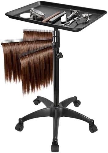 Salon Rolling Tray,Styling Tray Cart with 3pcs Hair Rack,Height Adjustable - Image 5