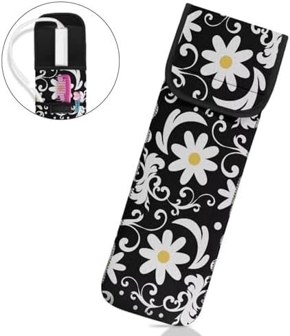 Flashideas Daisy Print Flat Iron Case Curling Iron Organizers and Storage with Pocket Heat Resistant Neoprene Curling Iron Holder Universal Curling Iron Cover Sleeve Hot Tools Travel Bag - Image 2