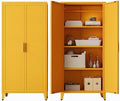 61" Tall Metal Pantry Cabinet with Lock and 3 Adjustable Shelves,Freestanding Heavy Duty Steel Storage Locker,Yellow Metal Cabinets for Kitchen,Living Room,Home 61" H X 27.6" W X 13.8" D by HOME