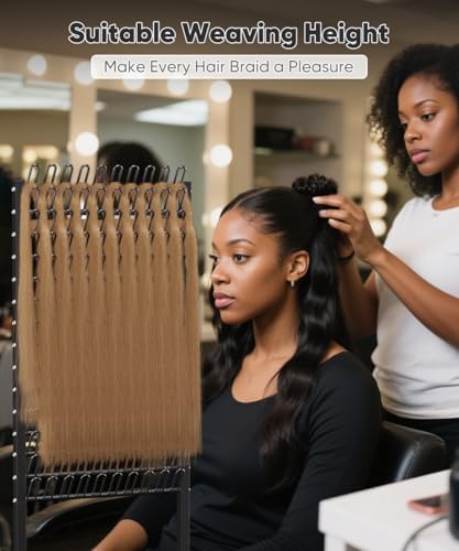 150 Pegs Braiding Hair Rack, Adjustable Hair Separator Stand with Wheels, Hair Extension Holder for Hair Stylists, Braiders, Home, Salon, Beauty School, Black - Image 7