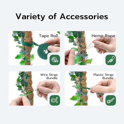 Mcbazel Bendable Moss Pole for Plants 47 Inch, Monstera Plant Support Stake with 7mm Aluminum Core, Coconut Coir Climbing Pole for Monstera Pothos Philodendron, Complete Kit with Ties & Rope - Image 4