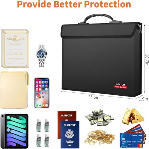 Hontom 6400℉ Fireproof Document Bag with 2 Pockets - Image 4