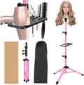 ZQIAN BEAUTY Wig Head Stand 50 Inch Metal Mannequin Head Stand for Hairdressing Training Head Adjustable Wig Stand Tripod with Tool Tray (Pink, Mannequin Head Not Included) by ZQIANBEAUTY
