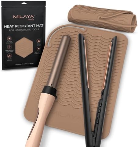 Large Vanity Mat, Heat Resistant Mat for Hair Tools, Vanity Décor, Mocha by MilayaBeauty