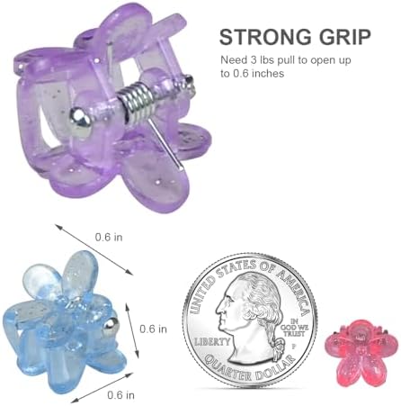 Mini Flower Hair Clip Flower Clips,Colorful Mini Hair Claw,for Women, Girls,Baby, Toddler Bangs Strong Grip Small Tiny Rainbow Hair Clips (50, Glitter) - Image 3