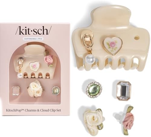 KitschPop ™ Hair Clips For Women with Charm Sets- Pearlized Cream, 7pcs Set by Kitsch