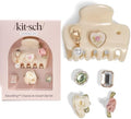 KitschPop ™ Hair Clips For Women with Charm Sets- Pearlized Cream, 7pcs Set by Kitsch