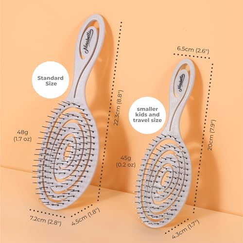 Ninabella Mini Detangler Brush - Small No Tangle Hair Brush for Purse and Travel - Hairbrush for Fine, Thick and Long Hair, Wet and Dry - Beige - Image 5