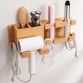Wenqik Wall Mount Hair Tool Organizer Bamboo Hair Dryer Holder Tool Storage by Wenqik