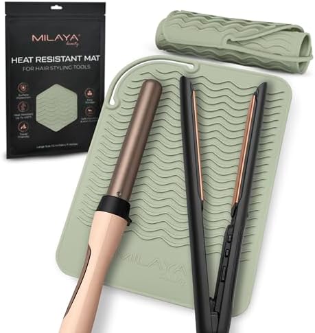 Large Vanity Mat, Heat Resistant Mat for Hair Tools, Vanity Décor, Sage by MilayaBeauty