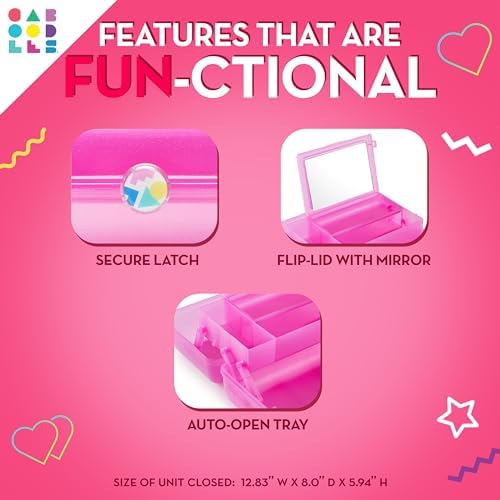 Caboodles On-The-Go Girl Makeup Box, Deep Pink Sparkle, Hard Plastic Makeup Organizer Box, Built-In Mirror, Secure Latch for Safe Travel, Spacious Storage for Large Items - Image 5