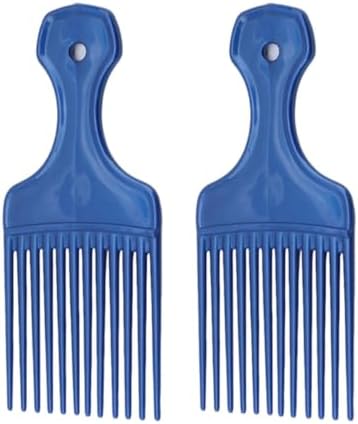 2Pcs Blue Salon-Style Hair Pick and Barber Comb - Pick Comb for Curly Hair and Parting Care for Thick Quality Barber Supplies, Styling Tools and Appliances by Unknown