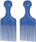 2Pcs Blue Salon-Style Hair Pick and Barber Comb - Pick Comb for Curly Hair and Parting Care for Thick Quality Barber Supplies, Styling Tools and Appliances by Unknown