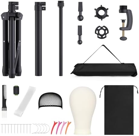 Relx Reinforced Wig Stand with Mannequin Head - Adjustable Wig Head Stand with Head for Wigs - Manikin Head Set for Cosmetology, black - Image 6