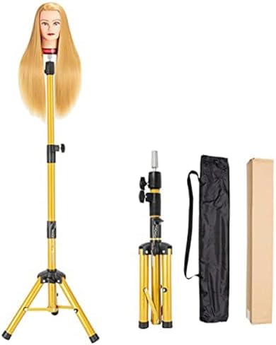 Heavy Duty Wig Stand Tripod - 55 Inch Mannequin Head Stand Wig Head Stand Adjustable Wig Tripod Stand for Styling (Golen,Mannequin Head Not Included) by AliLeader