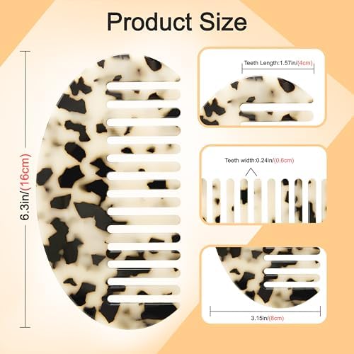 Hair Detangling Comb, 2 Pack Large Cellulose Acetate - Image 2