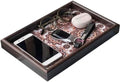 Wooden Valet Tray with Leather Base - Nightstand Catchall Organizer for Cologne, Perfume, Keys, Wallet, Phone, Watch, Jewelry & Sunglasses (Bohemian) by Zosenley