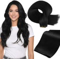 Full Shine Jet Black Genius Weft Extensions, Real Human Hair, 14 Inch 50g by FullShine