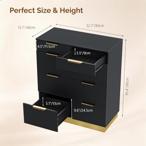 OmySalon Salon Station for Hair Stylist, Free‑Standing Barber Cabinet with 8 Drawers, Large Capacity Beauty Salon Hair Furniture for Barbershop Spa, Black Gold - Image 3