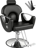 Black Reclining Salon Barber Chair for Hair Stylist, Professional Hair Stylist Chairs with Heavy Duty Hydraulic Pump, All Purpose Styling Hairdresser Braiding Shampoo Chair for Spa Home Euipment by FELIVINE