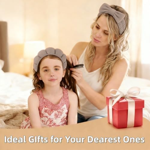 7 Pcs Spa Set, Facial Headband and Wristband Set, Skincare Accessories, College Style Girl Idea Gifts, Hair Accessories for Women and Girls（Light Coffee ） - Image 3