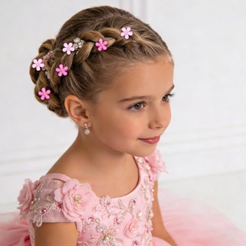 YISSION 20Pcs Pink Hot Pink Mini Flower Hair Clips Women Wedding - Image 5