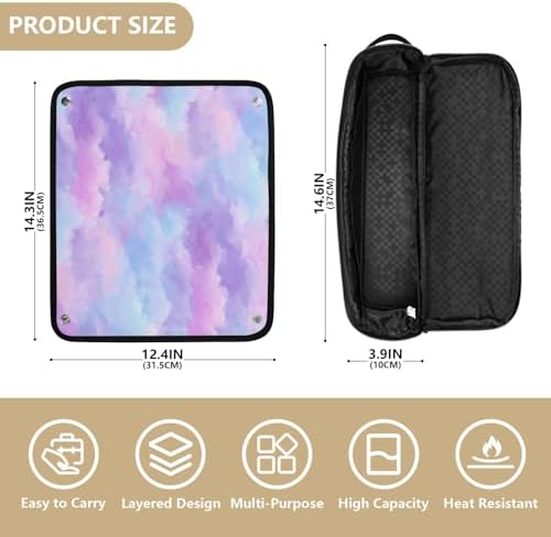 Hair Tools Travel Bag with Heat Resistant Mat Detachable 2-in-1 Curling Iron Travel Case Hot Tools Organizer for Straightener Flat Iron Pink Purple Blue Gradient - Image 4