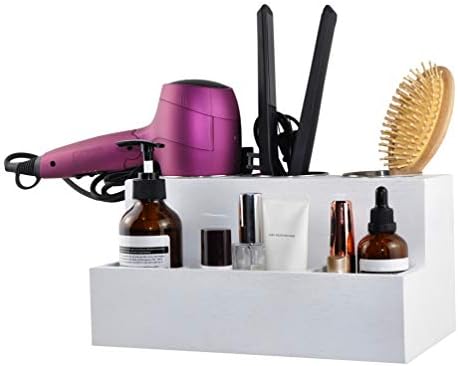 Hair Tools Organizer - Wood White - Blow Dryer, Straightener, Curling Wand, Brushes Holder - Vanity & Bathroom Storage - Wall Mount or Sit on Counter - Image 3