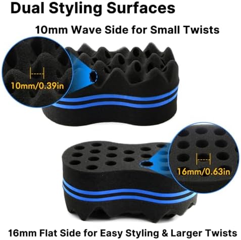 RioRand Double Sided Twist Hair Sponge, Extra Thick 85-90 Shore A Hardness, Large Curl Sponge for Short 4B/4C Coily Afro Hair, for Men Women Home & Barber Use (Wave-2PCS) - Image 2