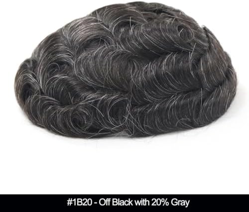 blazingfire 0.06mm V-Loop Thin Skin Toupee Human Hair System for Men #1B20 - Image 2