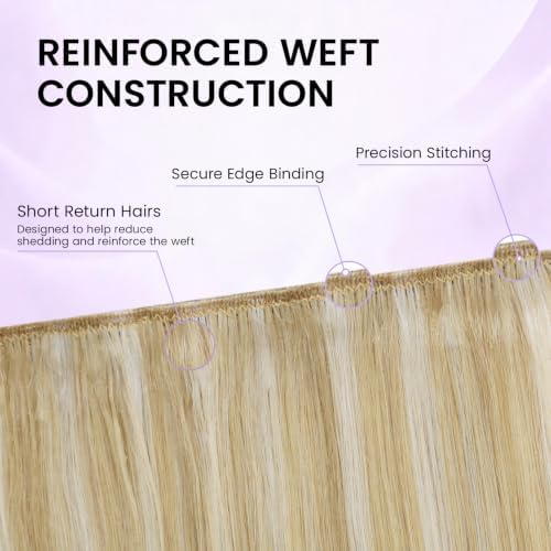 LaaVoo Clip In Hair Extensions, Blonde Highlights, 14 Inch 5Pcs 80g - Image 4