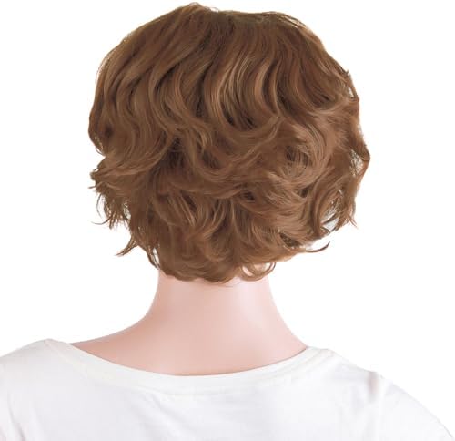 MapofBeauty 11.8 Inch Women Short Curly Side Bangs Fashion Wig, Light Brown - Image 4