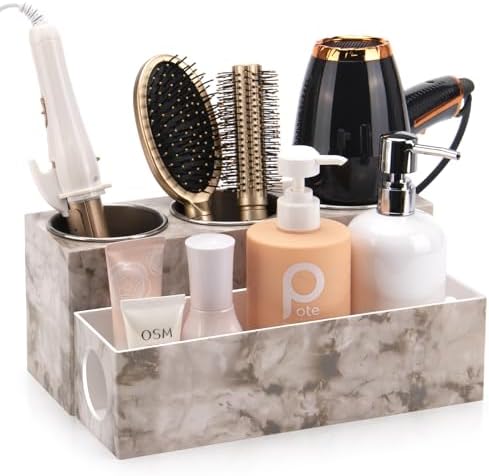 GFWARE Hot Hair Styling Tool Organizer with 3 Stainless Steel Cups, Marble by GFWARE