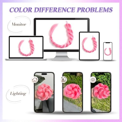Getgal Pink Hair Extensions 24inch Pre Braiding Hair Synthetic Braid Ponytail Hair For Halloween Costume Cosplay（24inch Ponytail Pink） - Image 5