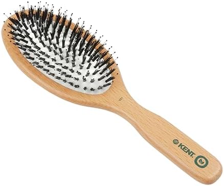 Kent V01 Vegan Boar Bristle Hair Brush with Nylon Pins, Organic Hair Brush for Styling and Detangling, Paddle Brush Ideal for All Hair Types (Large) by KENT
