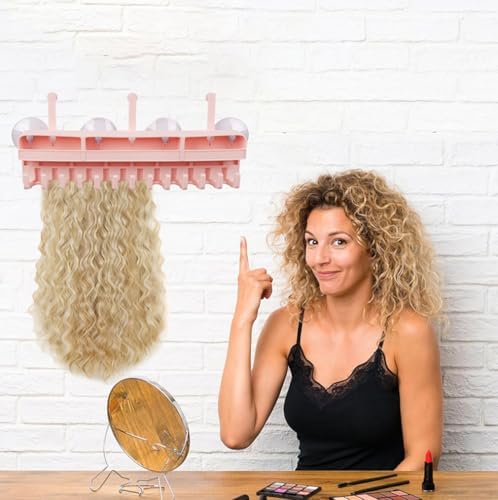 Hair Extension Holder for Styling - Lightweight Hair Extension Silicone Hanger Pink Come with Hooks and Bobby pins for Storage in Bathroom Closet and Powder Room by SPEALLOY